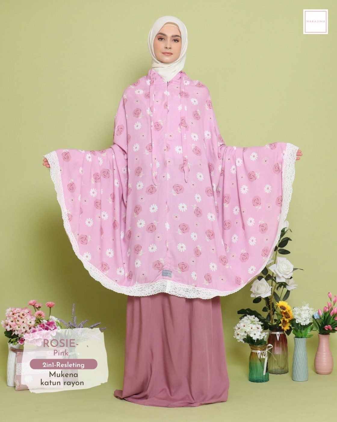 Mukena Katun Rayon 2 in 1 Rosie Pink